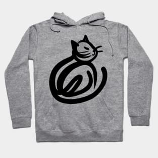 Stick figure cat in black ink Hoodie